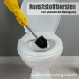 Schwarze BigDean Klobürste im Einsatz in weißer Toilette, 4er-Set mit Edelstahlgriff.