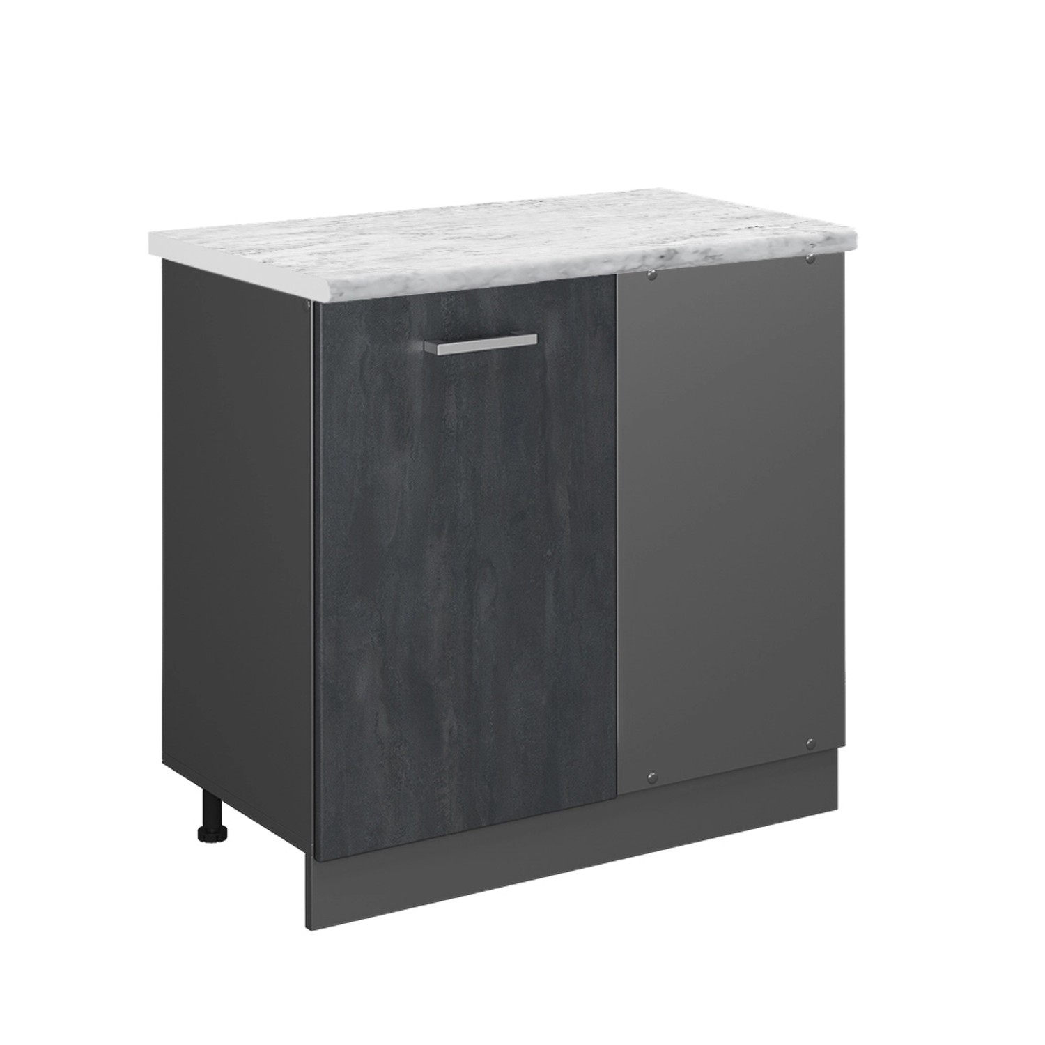 Vicco Eckunterschrank R-Line Küchen Eckschrank Schwarz Beton/Anthrazit 86 c günstig online kaufen