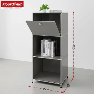 Graues Floordirekt Metallregal Concept Epure, 4 Ebenen, 50x40x121cm. Offenes Fach, offene Ablagen für Büro & Haushalt.