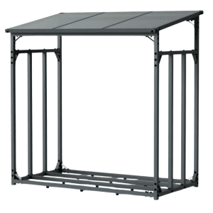 DELUKE Kaminholzregal Außen mit Dach ELOS 140x70x145cm Metallrahmen Brennholzregal Außen Brennholzunterstand Kaminholzunterstand