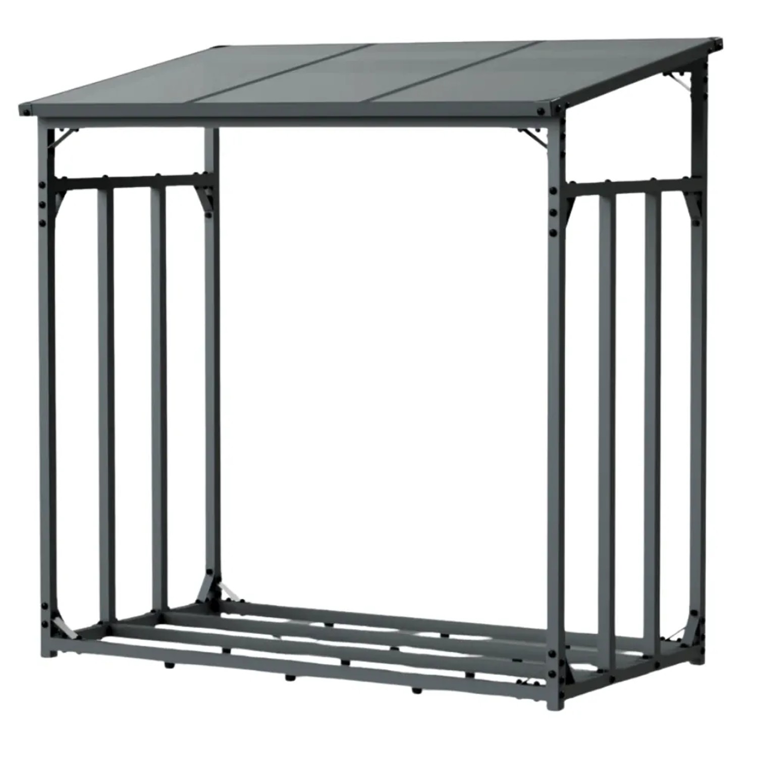 DELUKE Kaminholzregal Außen mit Dach ELOS 140x70x145cm Metallrahmen Brennholzregal Außen Brennholzunterstand Kaminholzunterstand