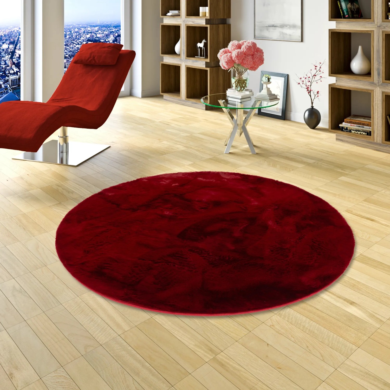Pergamon Kunstfellteppich Rund Rot 80 x 80 cm kaufen bei OBI