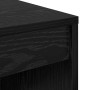 Detailansicht: Schwarzer Schreibtisch in Eichen-Optik aus Holzwerkstoff.