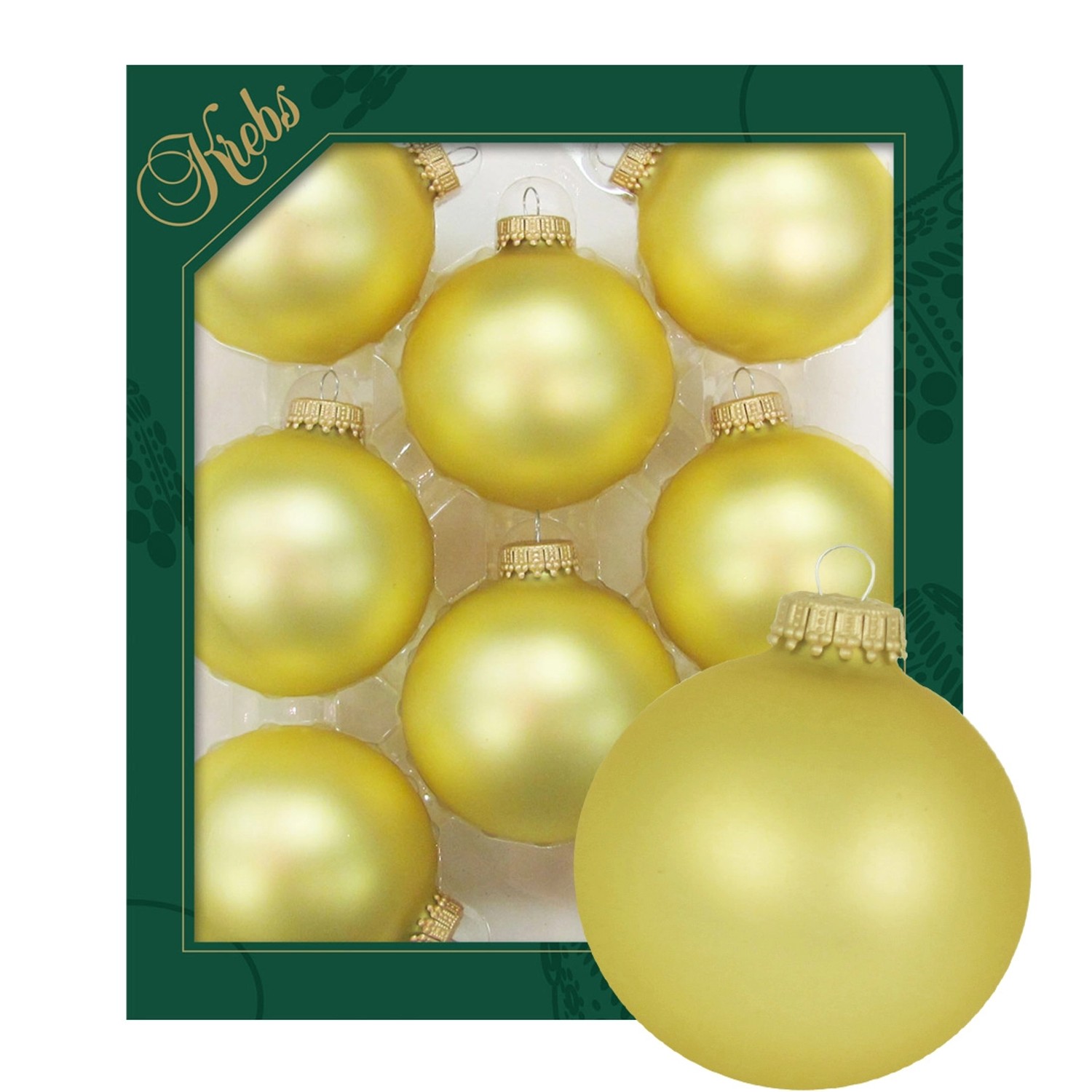 Krebs Glas Lauscha Weihnachtskugeln Gold Matt Uni 8er-Set 7cm