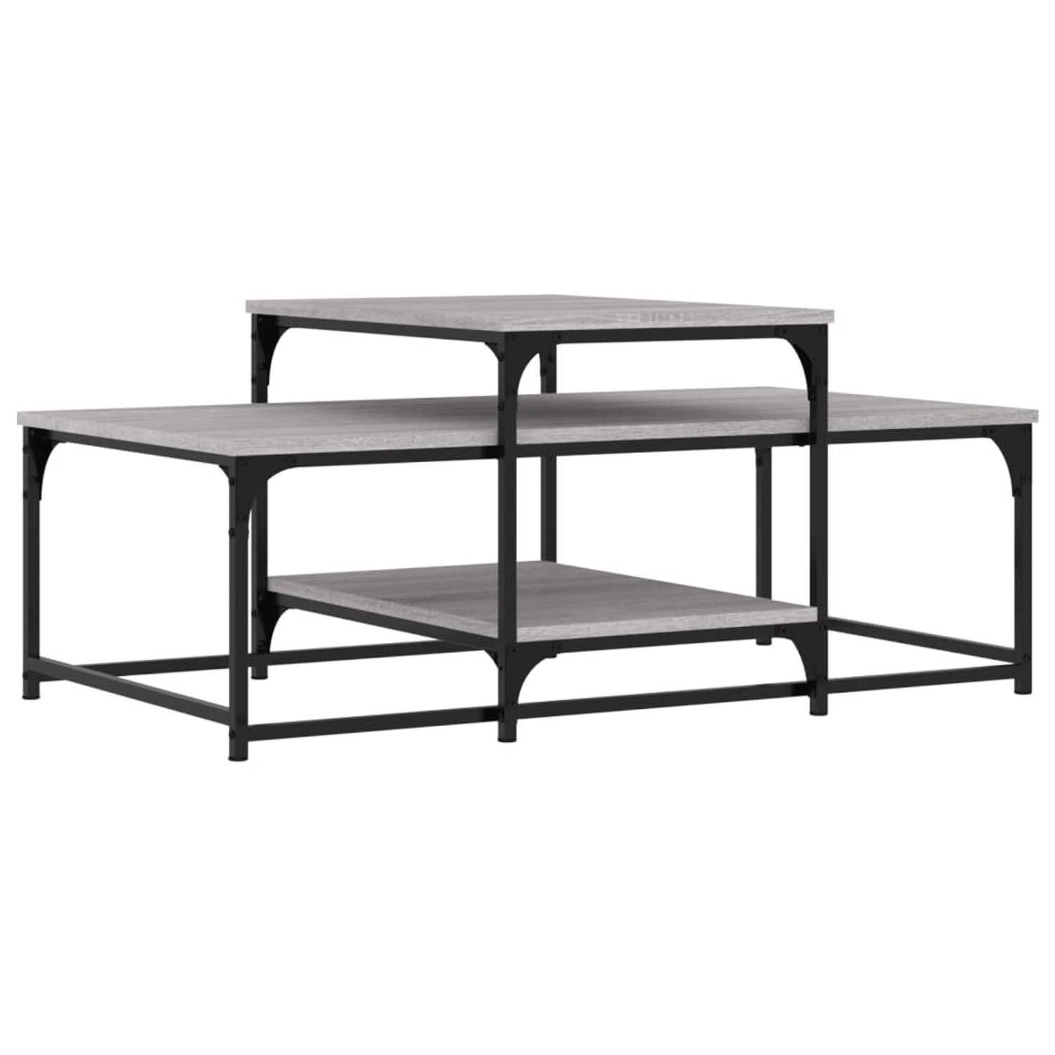 vidaXL Couchtisch Grau Sonoma, 102x60x45 cm, Holzwerkstoff mit schwarzem Metallgestell.