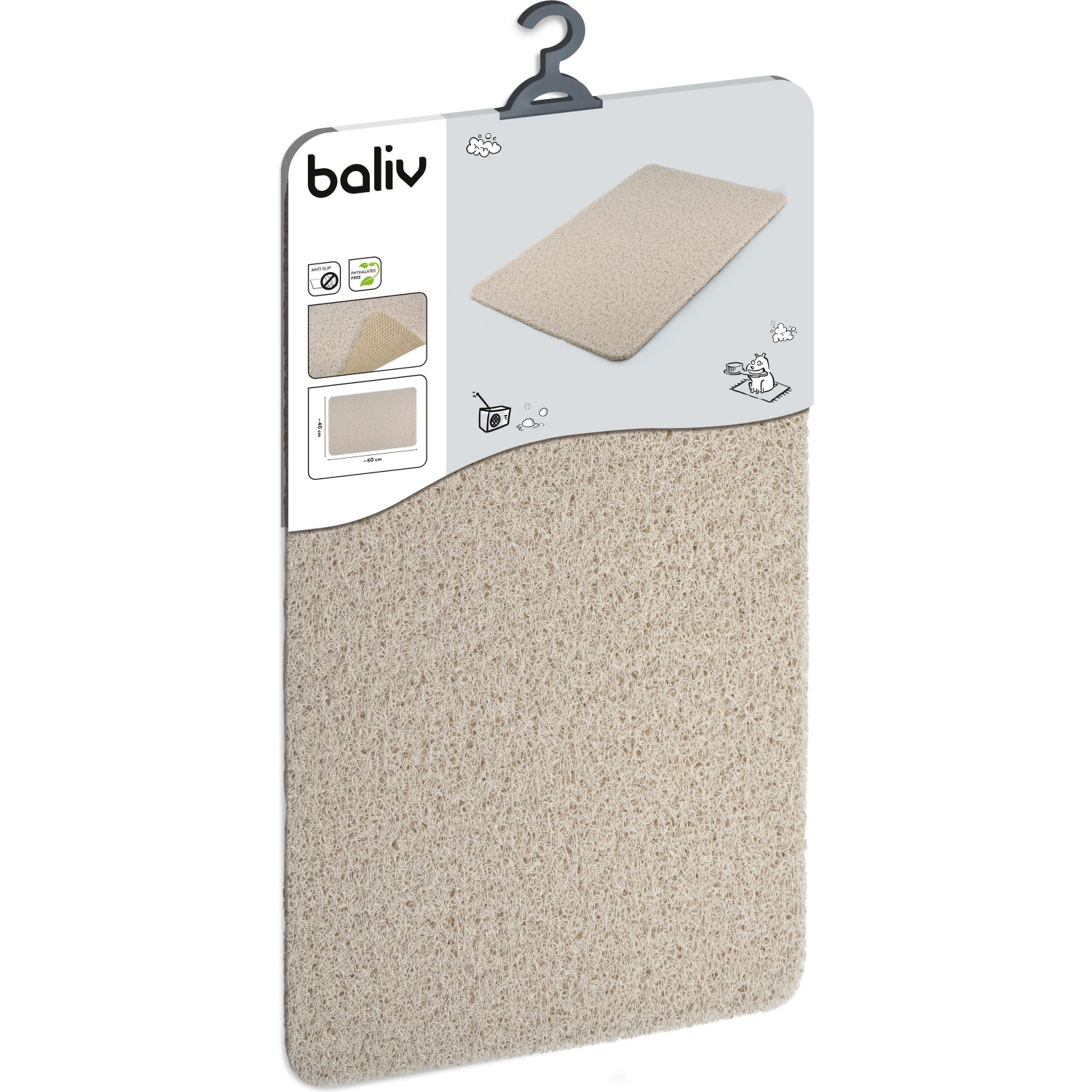baliv Duschmatte Hydro Wonder, 40x60 cm, weiß. Rutschfeste Wanneneinlage für Dusche und Badewanne.