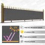 Grauer CCLIFE Balkon Sichtschutz aus Polyester, wetterfest und blickdicht, an einem dekorativen Zaun montiert.
