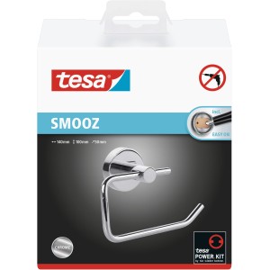 Tesa Smooz Toilettenpapierhalter, hochglanzverchromt, zur Wandmontage ohne Bohren.