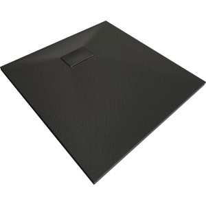 Anthrazitfarbene baliv Duschtasse DW-90.120 E mit Steinoptik, 90x90 cm.