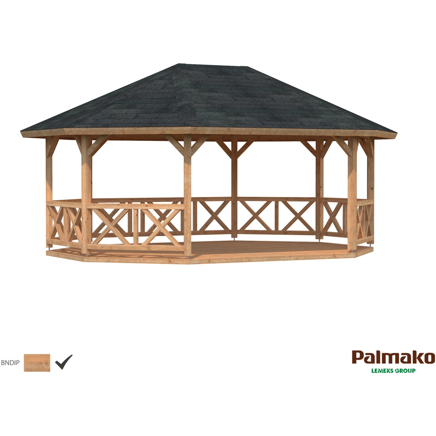 Palmako Holz-Pavillon Betty Braun tauchgrundiert BxT: 615 cm x 465 cm