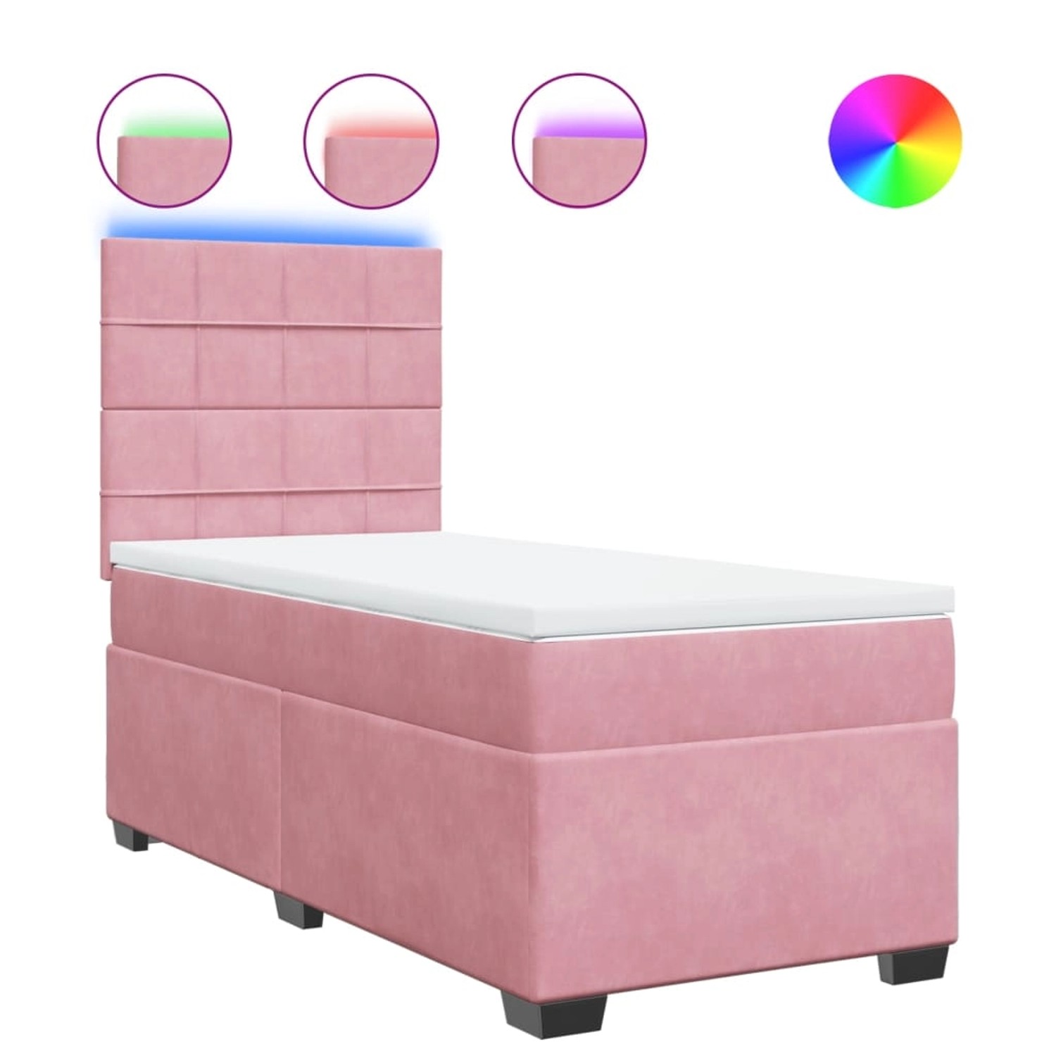 vidaXL Boxspringbett mit Matratze Rosa 90x200 cm Samt 3293115 günstig online kaufen
