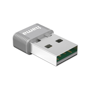 Kompakter silberner Hama USB-Stick AX900 Nano-WLAN-Adapter für 2.4/5 GHz, schnelle kabellose Verbindung.