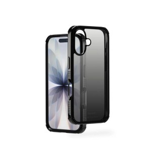 Schwarze Hama Extreme Protect Handyhülle für Apple iPhone 17, mit transparentem Verlauf und D3O-Schutz.