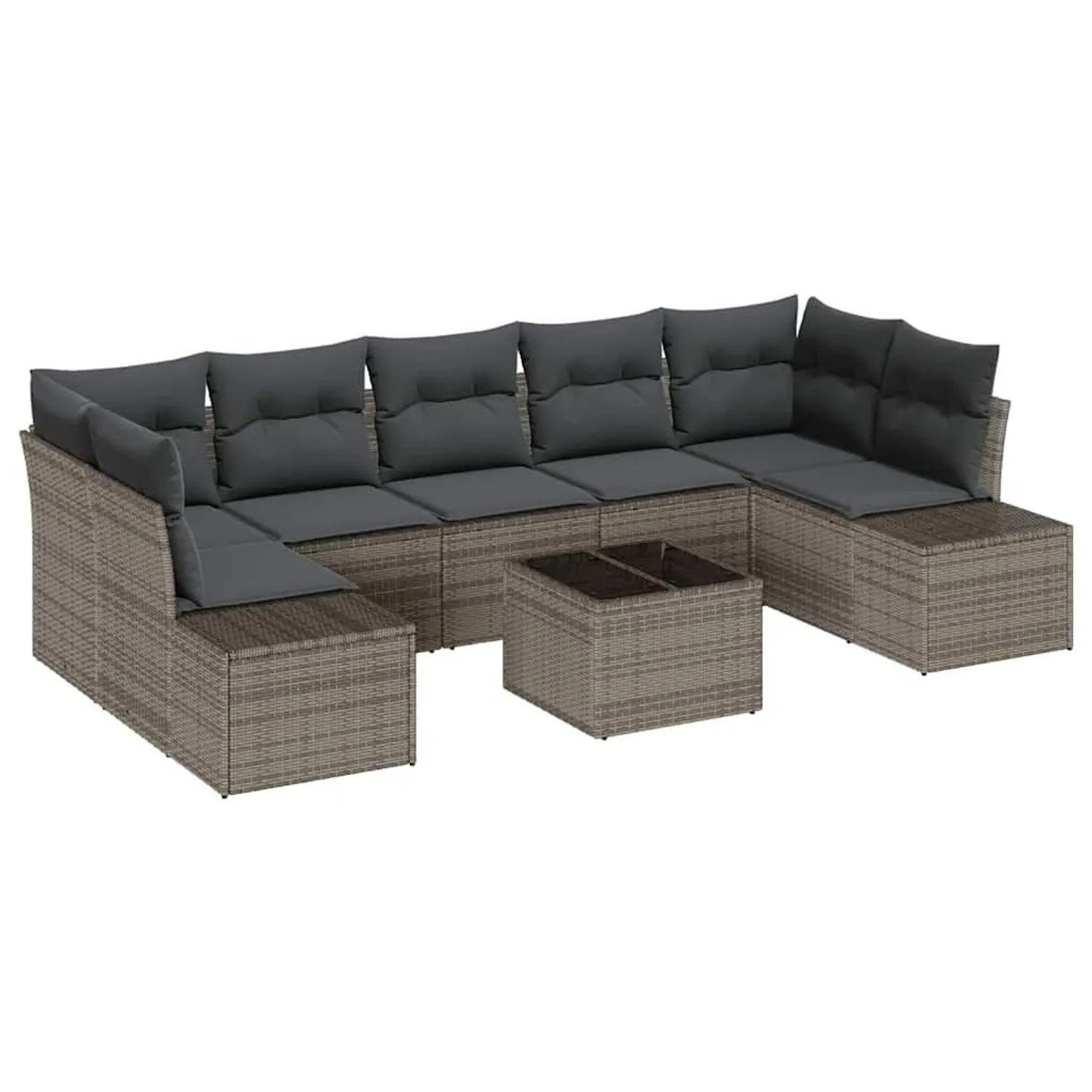vidaXL Gartensofa-set mit Kissen mit Speicher 8-Tlg Grau Poly-Rattan 335564 günstig online kaufen