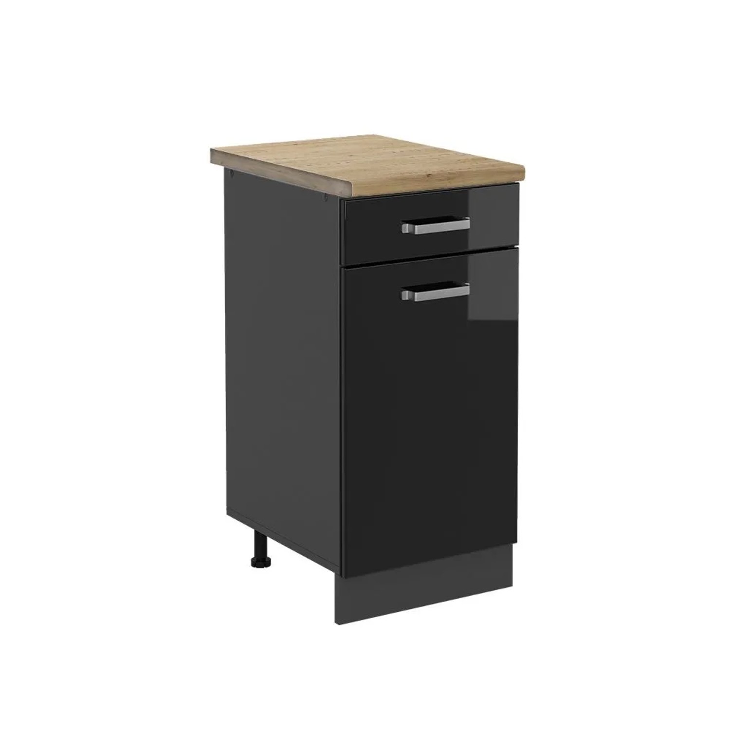 Vicco Küchenunterschrank R-Line Schwarz Hochglanz Anthrazit 40 cm AP Eiche
