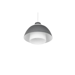 Anthrazitfarbene PL Tilos Pendelleuchte aus Metall und Glas. Moderne Hängelampe mit E27 Fassung für Essbereiche.
