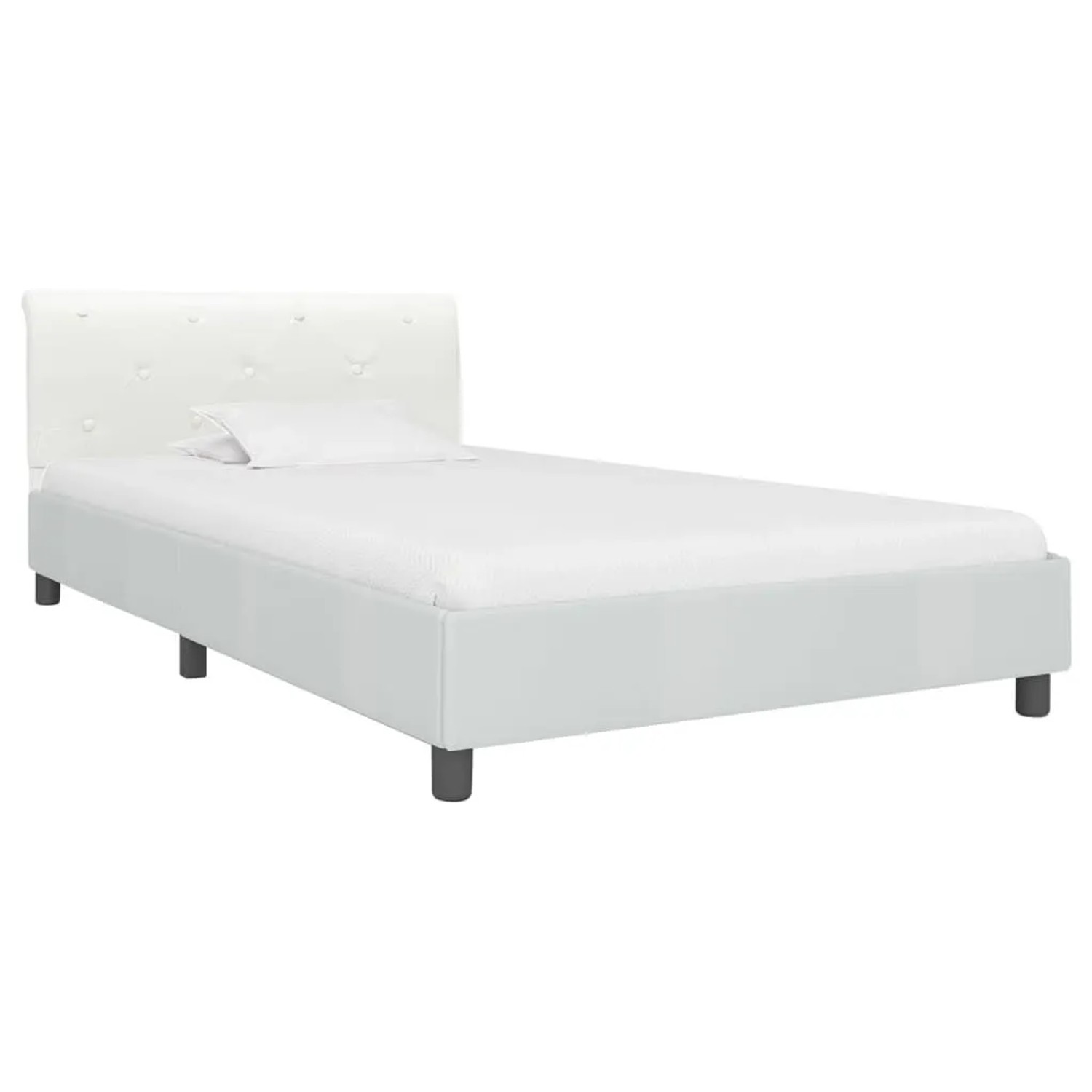vidaXL Bettgestell Weiß Kunstleder 90 x 200 cm 284870