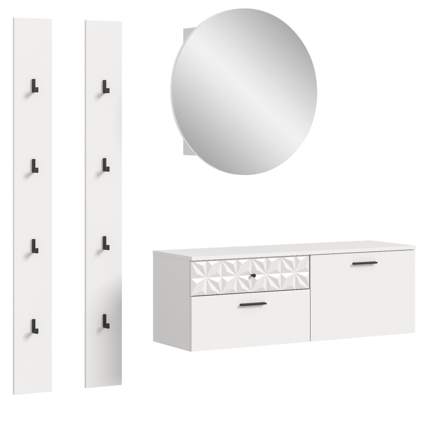 Inn.Furn Garderoben-Set in Weiß Hochglanz 172 cm Relief günstig online kaufen