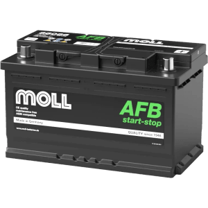 MOLL 12V 86Ah 800A AFB Start-Stop Starterbatterie, schwarz, mit Polen. Autoelektrik Made in Germany.