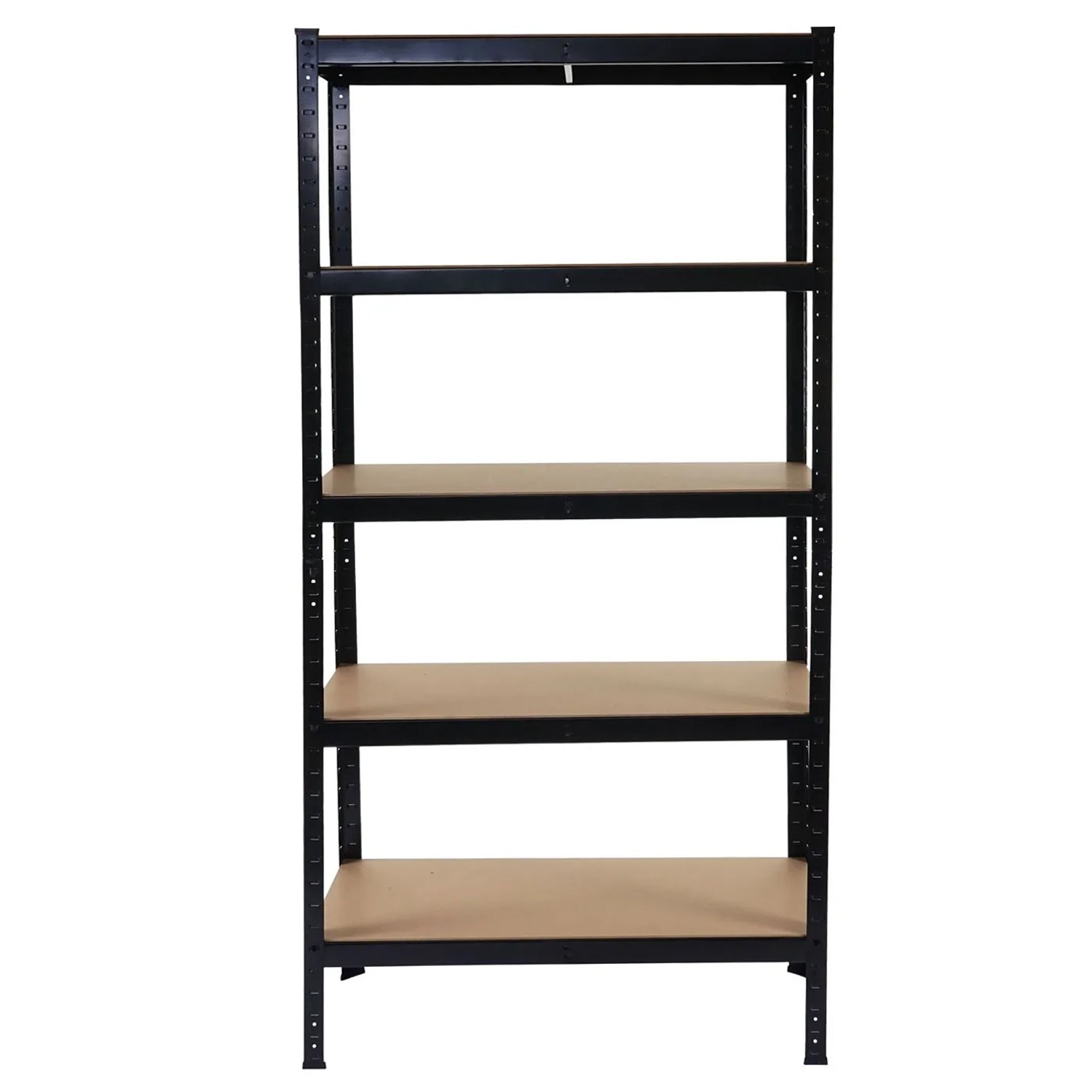 Schwarzes MCW Schwerlastregal (180x90x40cm) mit 5 MDF-Böden. Ideal für Keller, Garage oder Lager.