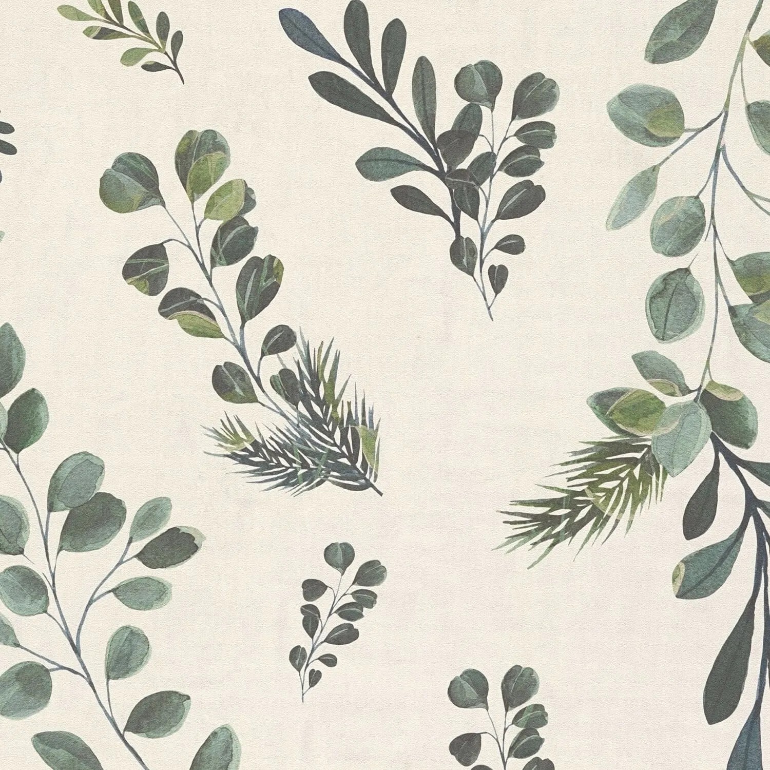 PROFHOME 782211-GU Natur Tapete Floral Matt Grau Oliv-Grün Schwarz-Grün 0,53 m x 10,05 m 5,33 m2