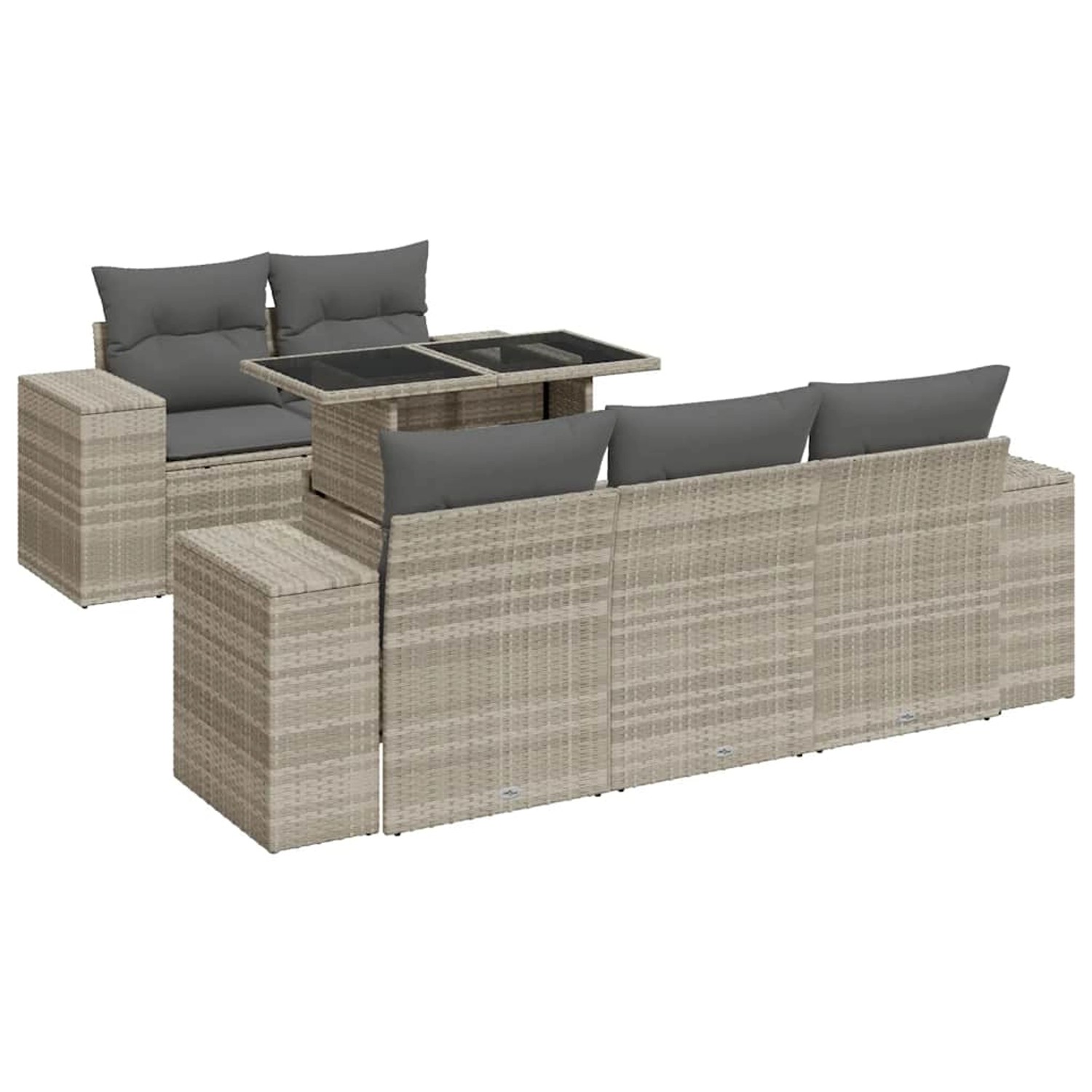 vidaXL 6-Tlg Garten-Sofagarnitur mit Kissen Hellgrau Poly Rattan 3326733 günstig online kaufen