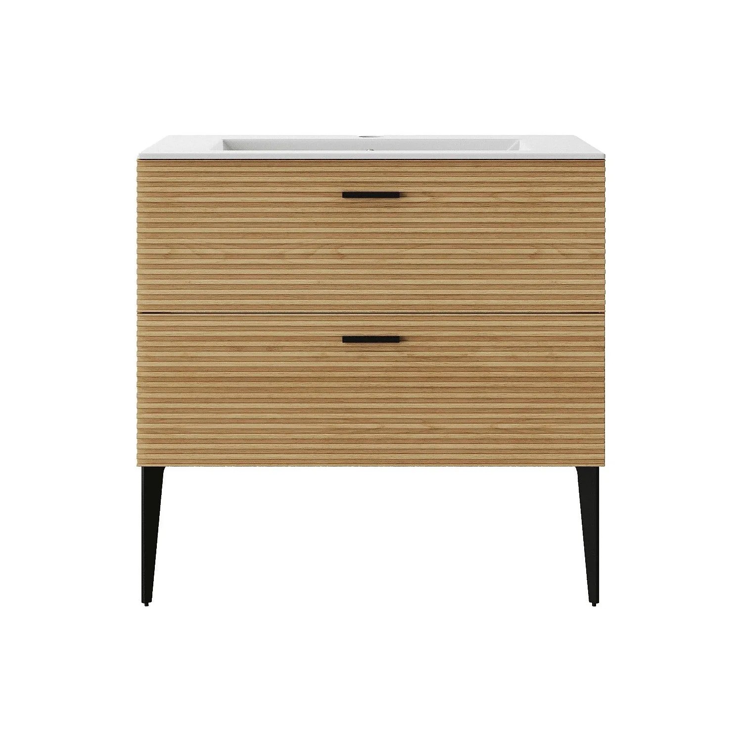 Vente-unique Einzelwaschtisch Sarone Naturfarben Hell 80 cm