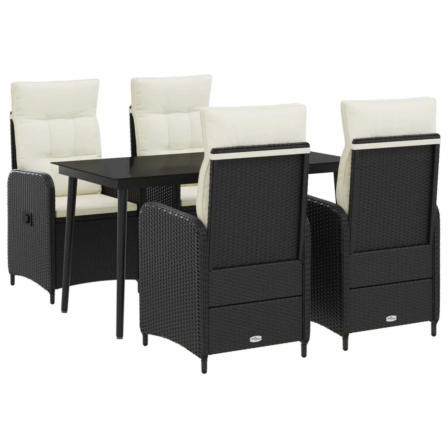 vidaXL Sofa-Tischset mit Kissen mit Kissen 5 Stk Schwarz und Cremeweiß 3422456