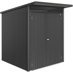 Biohort AvantGarde ECO Metall-Gerätehaus, dunkelgrau-metallic, mit Doppeltür. Gartenhaus zur Geräteaufbewahrung.