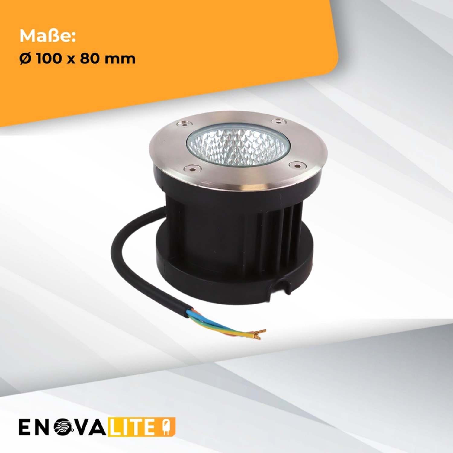 ENOVALITE LED Bodeneinbauleuchte, Gartenstrahler, warmweiß, 7W, IP67.