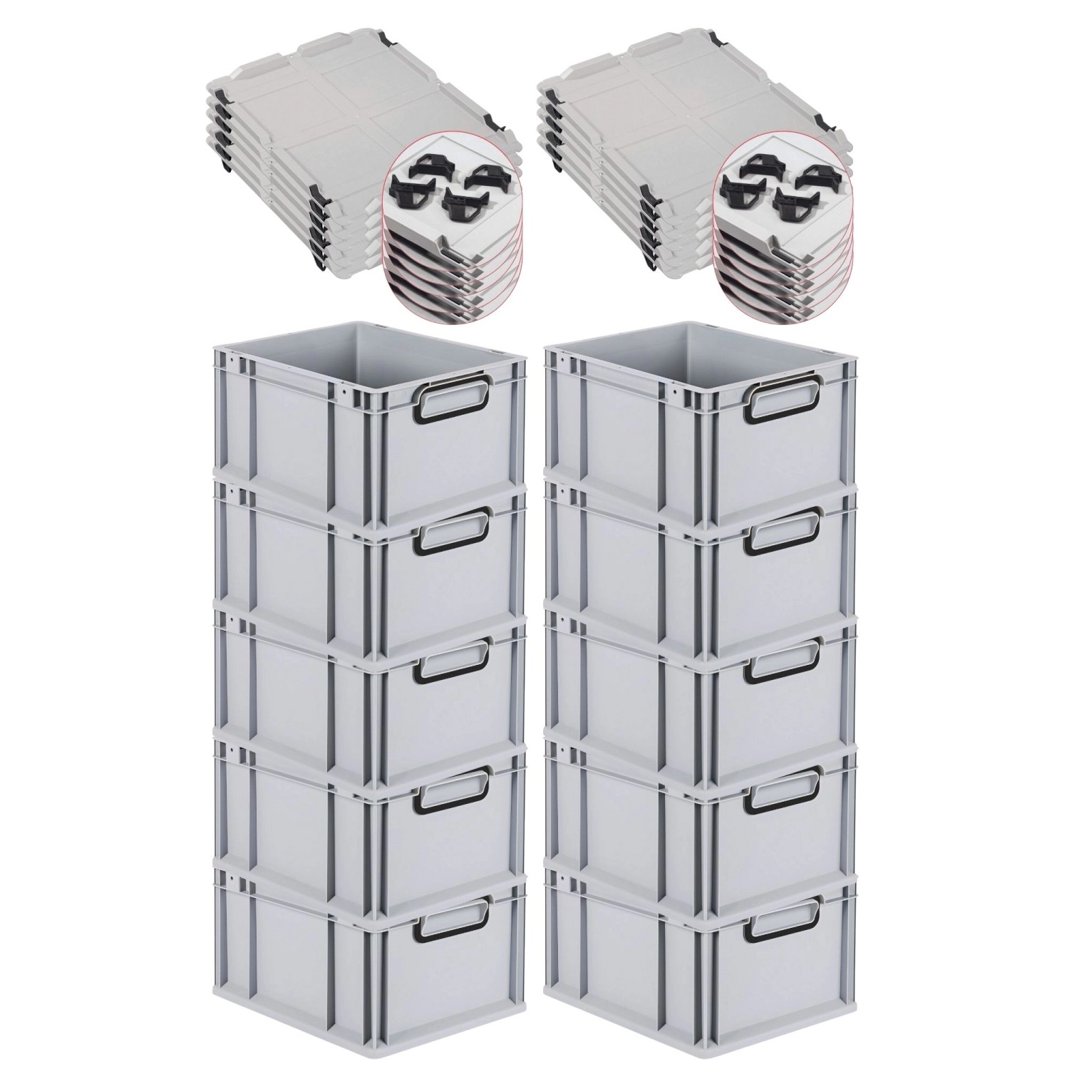 PROREGAL SparSet 10x Eurobox Nextgen Color Mit Auflagedeckel HxBxT 22x30x40 günstig online kaufen