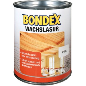 Dose Bondex Wachs-Lasur Weiß 750ml für Holzveredelung im Innenbereich.
