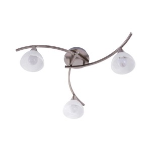 Moderne 3-flammige Lindby Deckenleuchte Della in Alu mit Glas für Wohnzimmer.