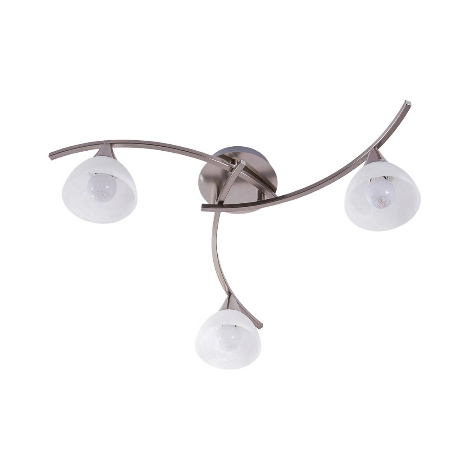 Lindby Deckenlampe Della 9620971 Modern in Alu aus Glas 3-flammig E14 Wohnzimmerleuchte