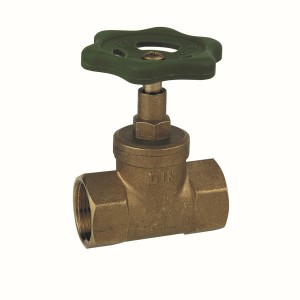 Kirchhoff Durchgangsventil 18,7 mm (1/2 IG) ohne Entleerung, Messinggehäuse mit grünem Griff.