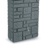 Arves Regentonne Maurano 300 l in Schwarz Granit mit Wasserhahn und Steinmauer-Optik.