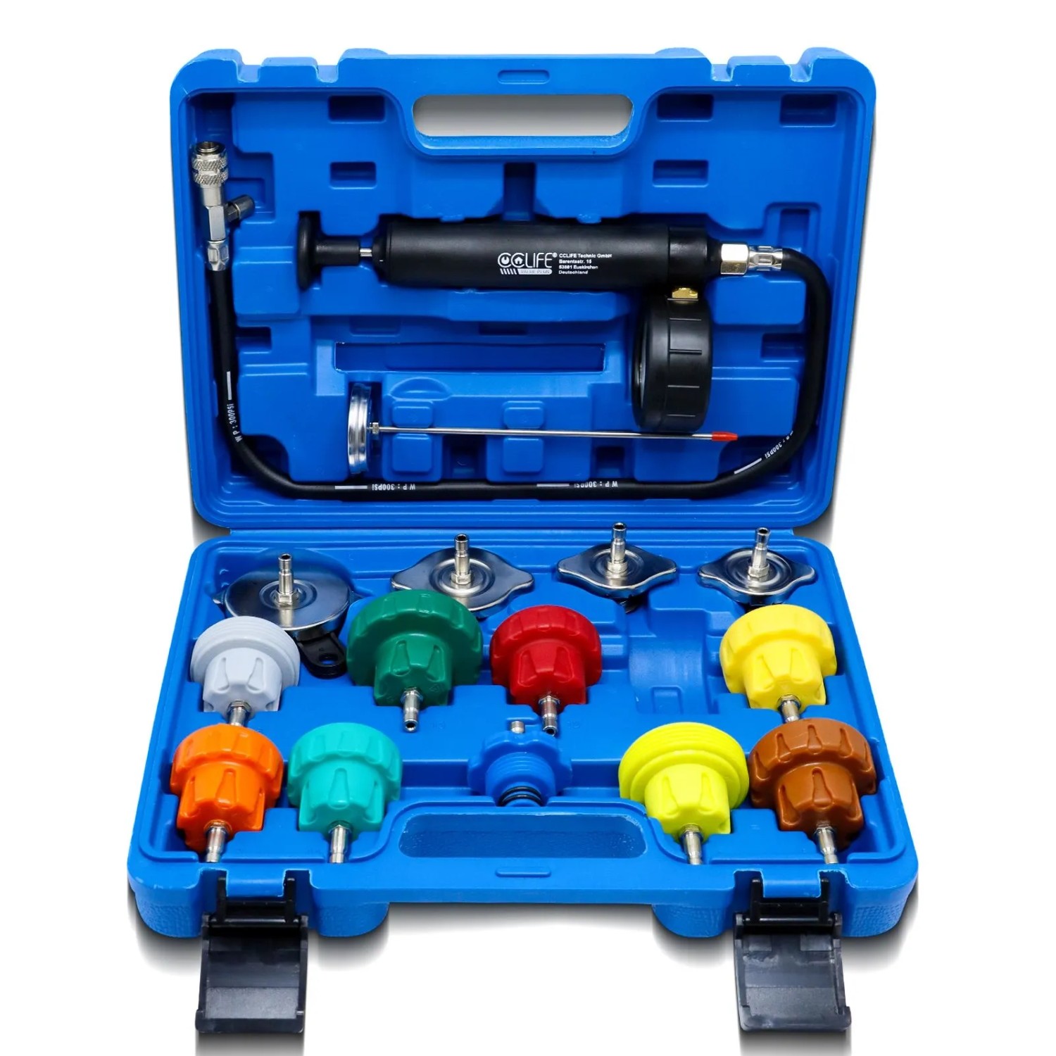 CCLIFE 16tlg Kühlsystem Abdrückgerät Tester Befüllgerät Kühler Lecksucher