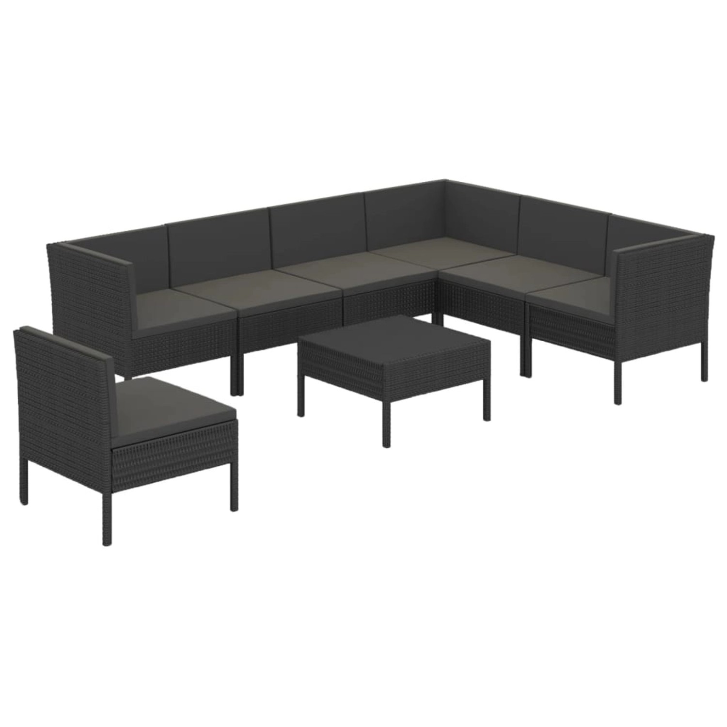 vidaXL 8-tlg Garten-Lounge-Set mit Auflagen Poly Rattan Schwarz Modell 48