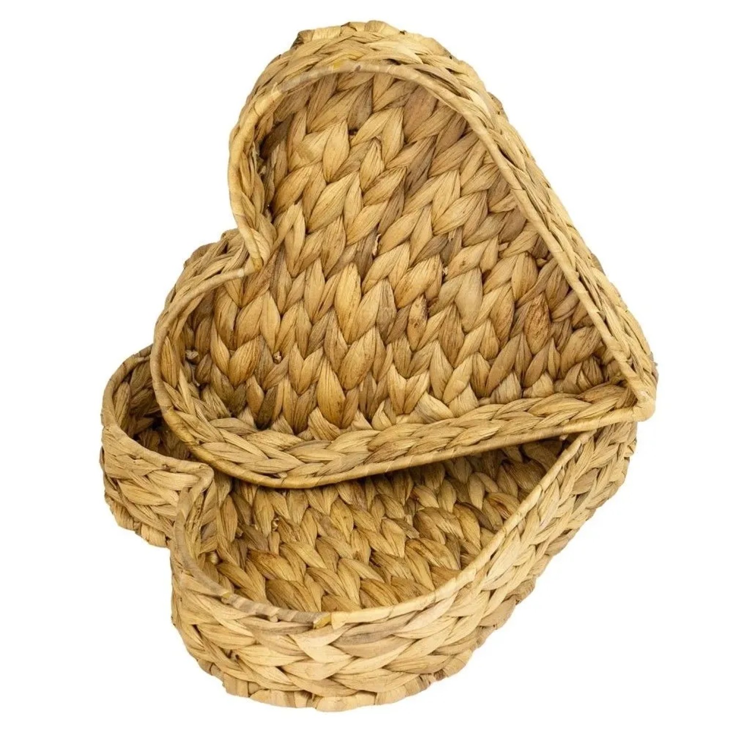 HMF 37265-S2 Deko Tablett Dekoschale Geflochten Wasserhyazinthe 2er Set Herzförmig 29 und 26 cm Breite