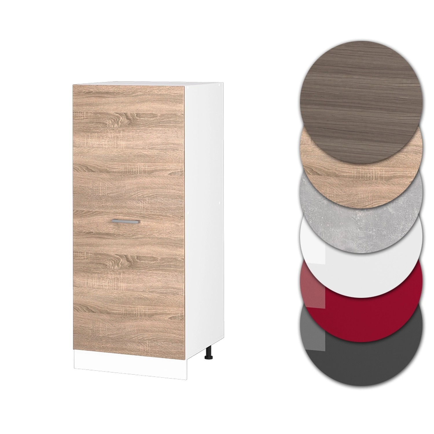 Vicco Hochschrank R-Line, Küchenkommode in Sonoma/Weiß, 60 cm breit.