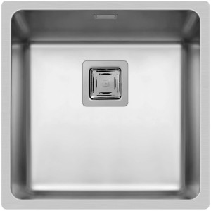 Pyramis Küchenspüle Lume, 44x44 cm, Edelstahl poliert, Einzelbecken mit eckigem Siebkorbventil.