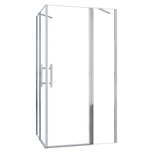 AICA Eckdusche 120x90cm mit Pendeltür, 6mm NANO Glas und Chromrahmen.