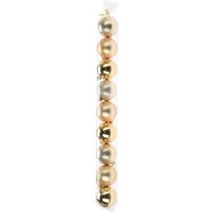 Goldenes Weihnachtskugel-Set, 9 Stück, Ø 6cm, mit matten, glänzenden und geprägten Oberflächen.