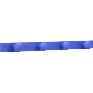 Blaue Siro Hakenleiste aus Buchenholz mit 4 Haken, Länge 520mm, ideal für Kinderzimmer.