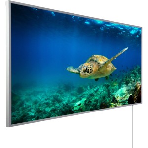 Könighaus Infrarotheizung mit Schildkröten-Motiv, 60x100 cm, 600W. Elektrische Heizung mit HD-Druck.