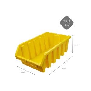 Gelbe PROREGAL Sichtlagerbox (50x33,3x18,7 cm) aus Polypropylen, ideal für Werkstatt & Lager.