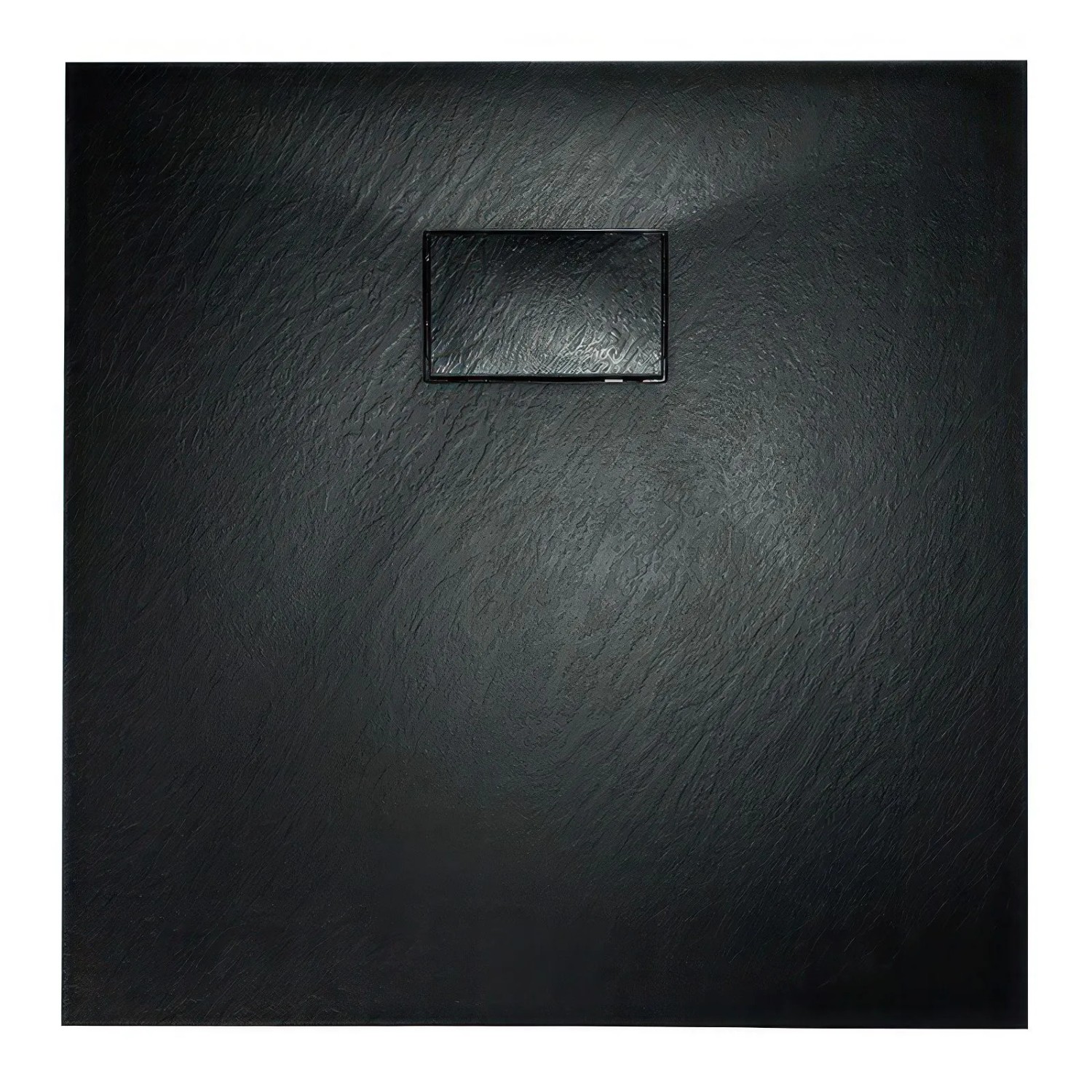 Schwarze Bad Land Duschwanne VIDAR 90x90 cm in Steinoptik mit Ablauf.