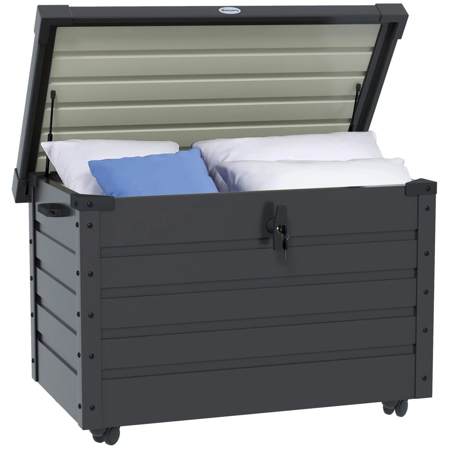 Furnicato Outdoor Aufbewahrungsbox 100x62x65 Cm 4 Rollen Dunkelgrau