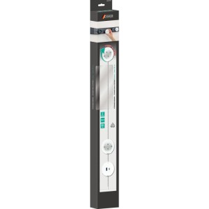 Verpackung der weißen Schwaiger Stromschiene MSLW0750, 75 cm, für flexible Stromversorgung.