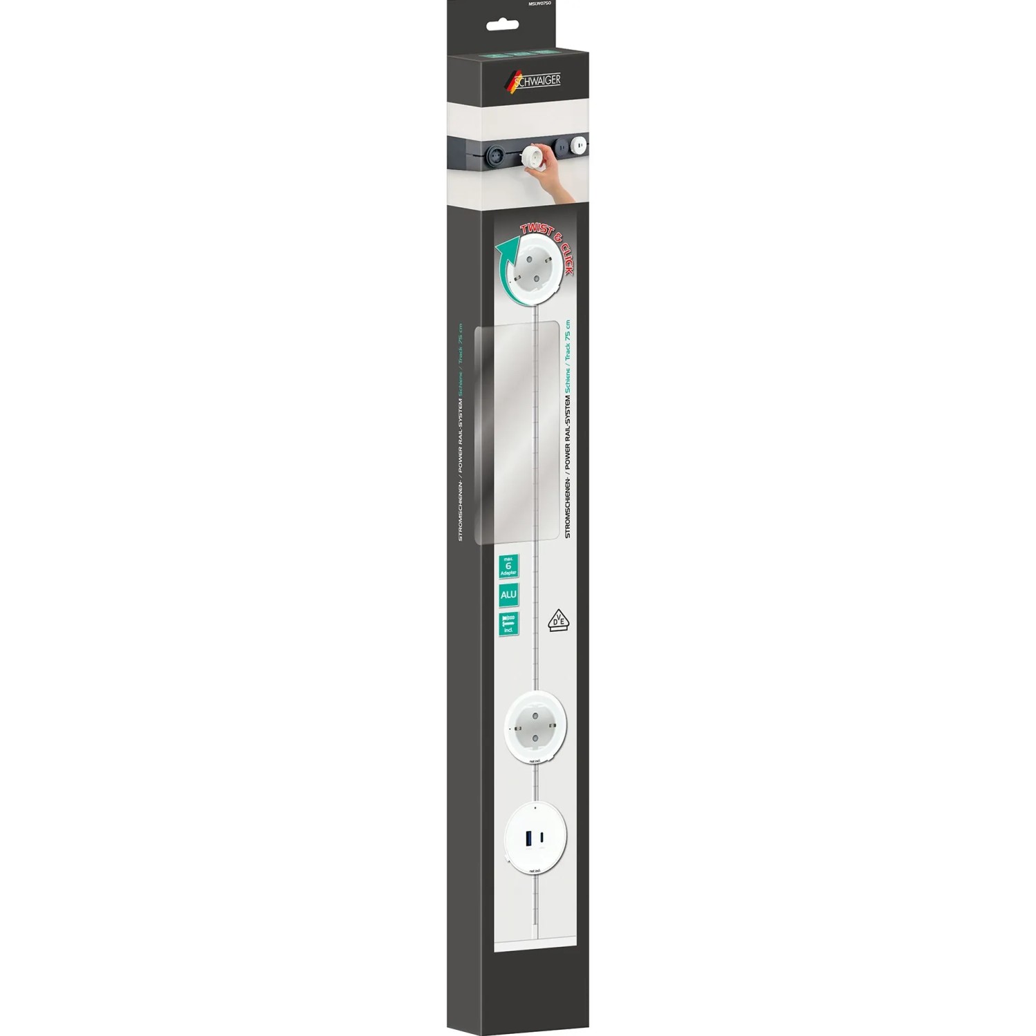 Schwaiger Stromschiene MSLW0750 Weiß 75 cm günstig online kaufen